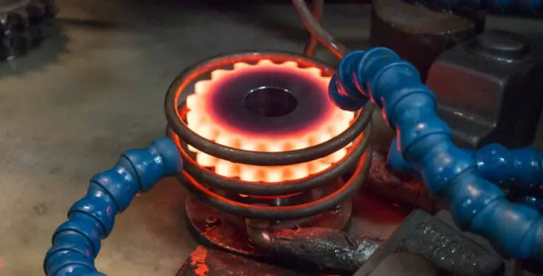 close-up of an induction hardening process machine